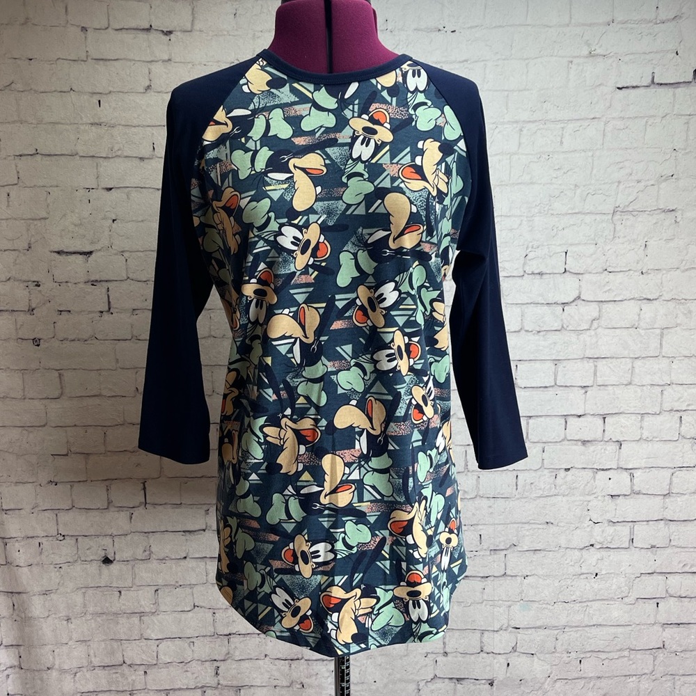 LulaRoe Randy size small 3/4 sleeve raglan Tshirt Disney goofy print